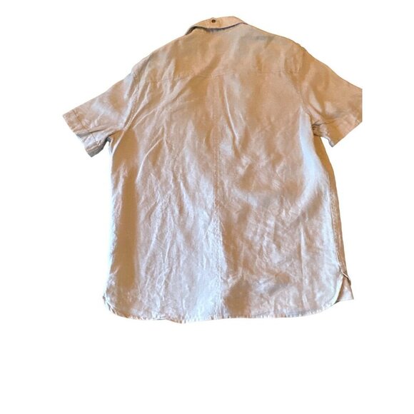 Cavi Mens Beige Short Sleeve Linen Button-Up Shirt Large - Picture 7 of 7